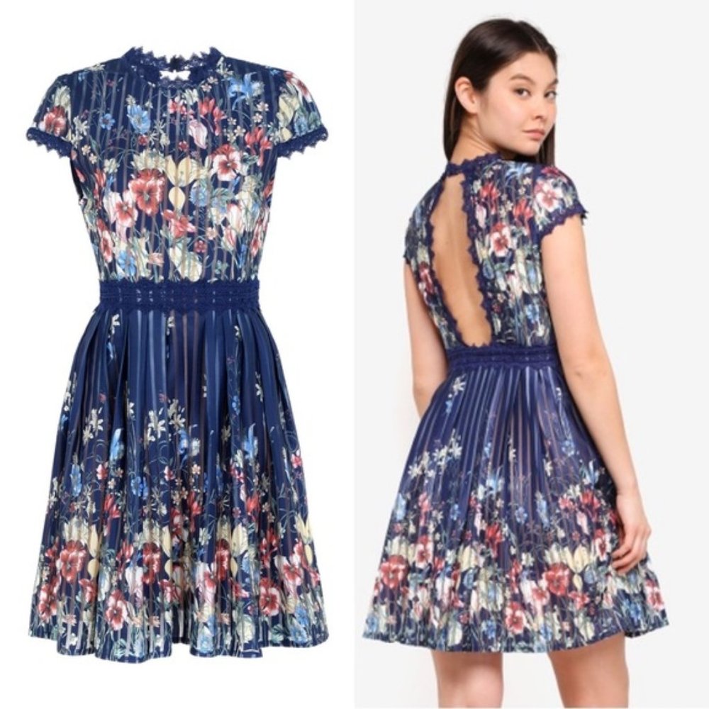 Foxiedox floral open back jacquard meadow dress